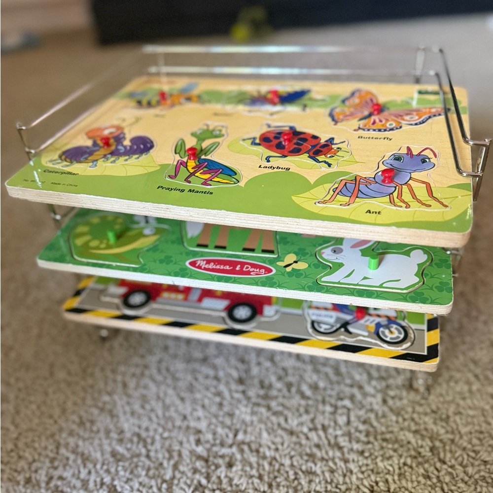 Puzzle Storage w/ 3 Puzzles